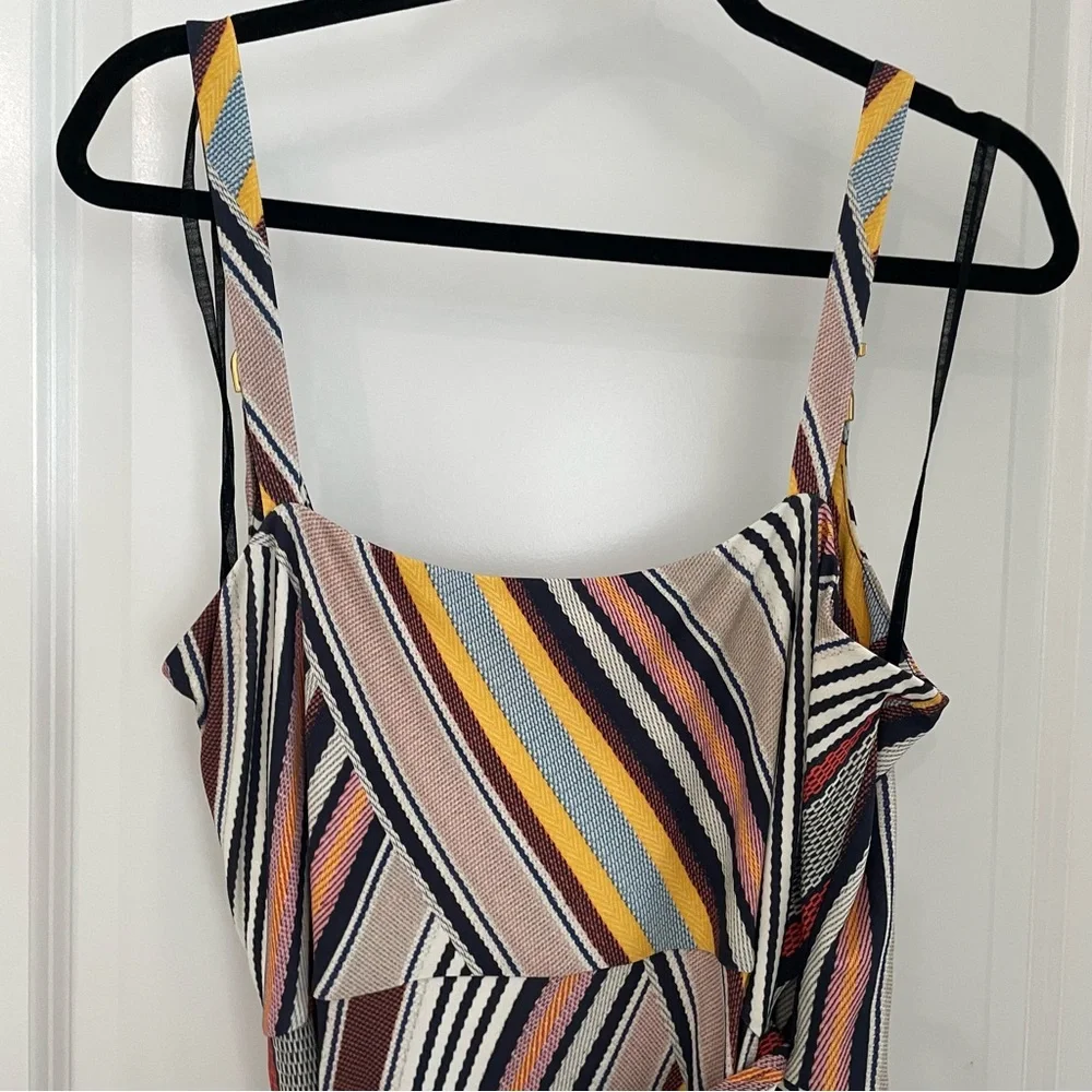 Tory Burch Runway Hook-Embellished Striped Crepe-Jersey Midi Wrap Dress     g12